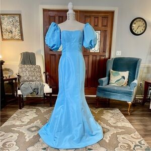 Sz 4 Blue Sherri Hill Mermaid with puffs
